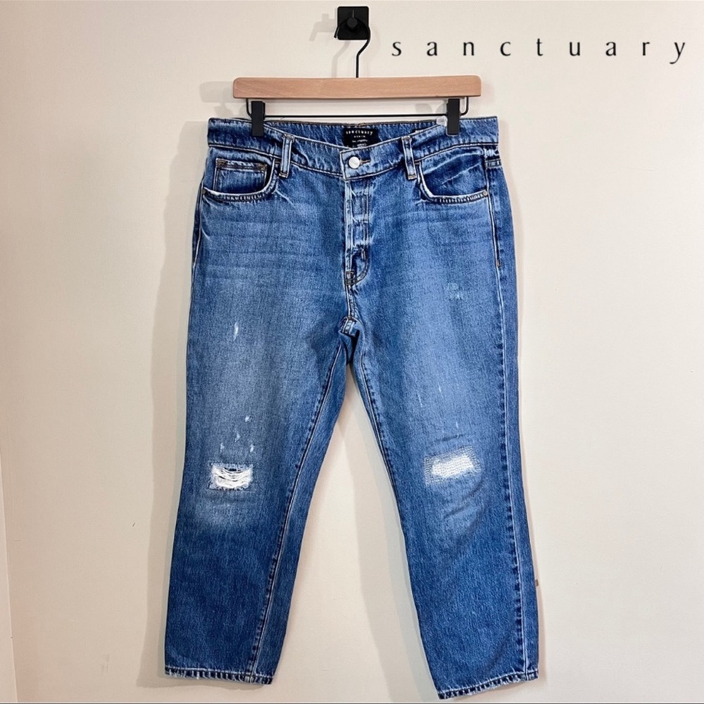 Sanctuary Distressed Disrupt Slim Boy jean Button Fly Jeans, Size 29